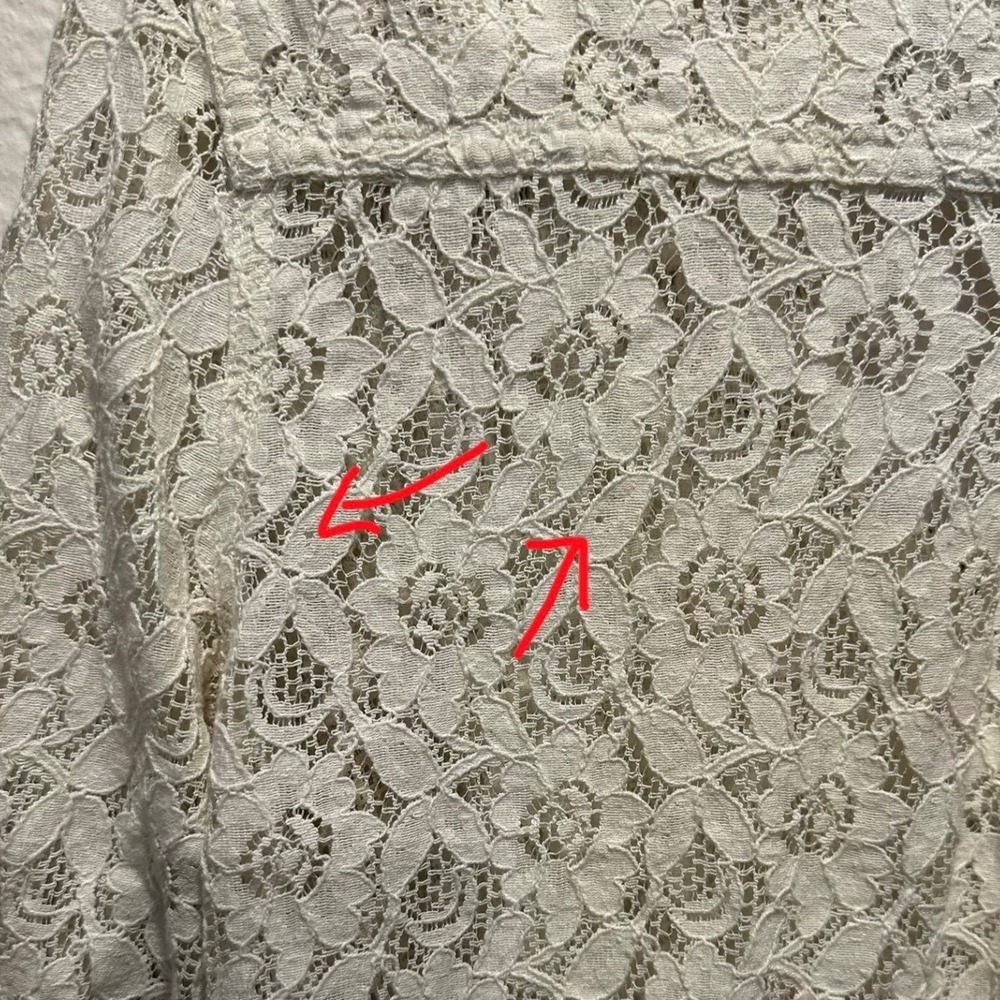 American Rag Womens XL Ivory Floral Lace Zip Up Bomber Jacket Short Sleeve Cream - Picture 12 of 15